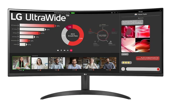 LG UltraWide 34WR50QC-B 34" 5ms 100Hz WQHD VA Curved Monitör ürün görseli 1