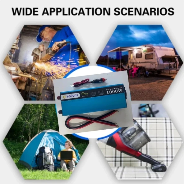 Epilons 12v 1000w Tam Sinus İnverter (220v Çevirici) - Taşınabilir Güç Kaynağı - Resim 2