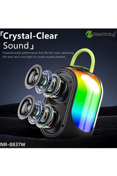 Bluetooth Çift Mikrofonlu Kablosuz Karaoke Rgb Işıklı Yüksek Sesli Müzik 4 Ses Degıstırme - Resim 3