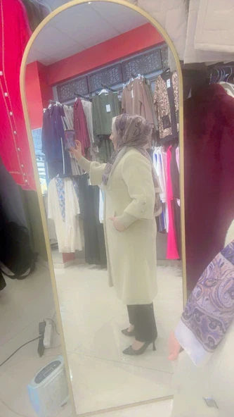 Kaşe Angora Düğmeli Kaban - Resim 9