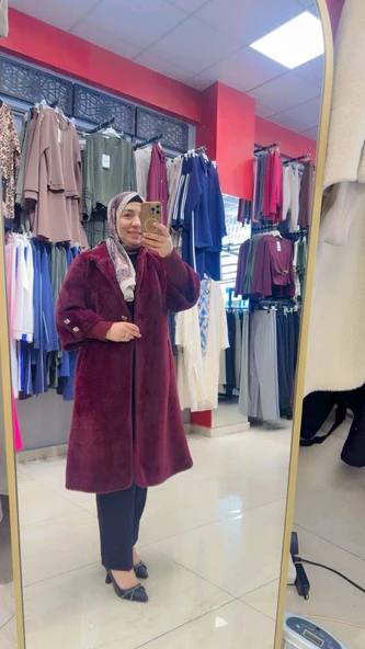 Kaşe Angora Düğmeli Kaban ürün görseli 1