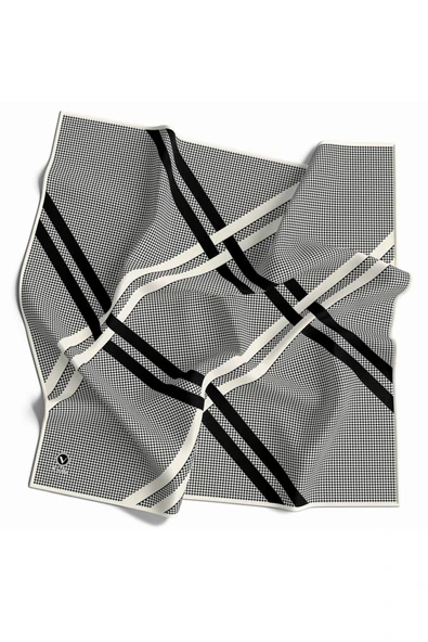 Twill Çizgili Pötikareli Çizgili Desenli Krem Renkli 90x90 Eşarp (İpek İçermez) ürün görseli 1