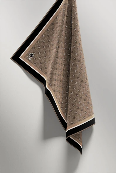 Twill V Desenli Sütlükahve Renkli 90x90 Eşarp (İpek İçermez) Dikim Şekli : El Dikişi - Resim 4