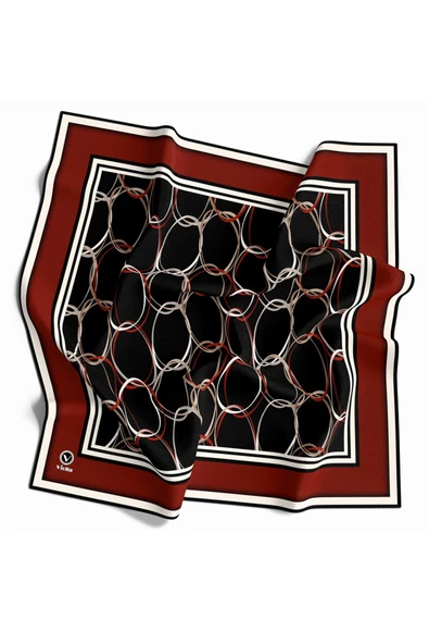 Twill Halka Desenli Bordo Renkli 90x90 Eşarp (İpek İçermez) Kenar Dikiş Şekli El Dikişli ürün görseli