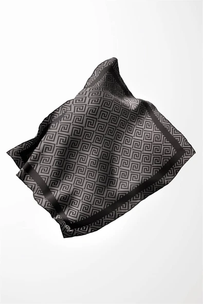 Twill Minimalist Desenli Füme Renkli 90x90 Eşarp (İpek İçermez) Kenar Dikiş Şekli El Dikişli - Resim 3