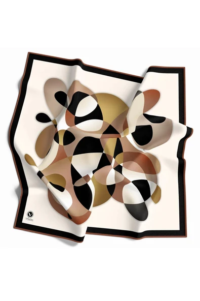 Twill Geometrik Desenli Hardal Renkli 90x90 Eşarp (İpek İçermez) Kenar Dikiş Şekli El Dikişli ürün görseli