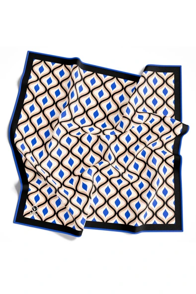 Twill Geometrik Daire Desenli Saks Renkli 90x90 Eşarp (İpek İçermez) Dikim Şekli : El Dikişi - Resim 3