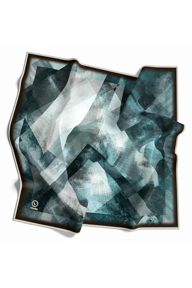 Twill Batik Desenli Petrol Yeşili Renkli 90x90 Eşarp (İpek İçermez) Dikim Şekli : El Dikişi - Resim 2