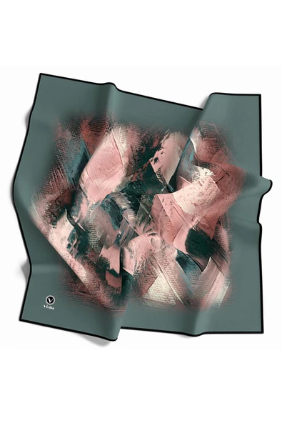 Twill Fırça Efektli Desenli Mint Yeşili Renkli 90x90 Eşarp (İpek İçermez) Kenar Dikiş Şekli El Dikişli ürün görseli