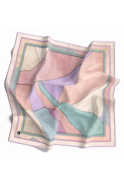 Twill Geometrik Desenli Lila Renkli 90x90 Eşarp (İpek İçermez) Kenar Dikiş Şekli El Dikişli ürün görseli