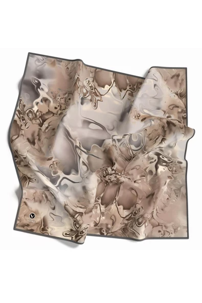 Rayon Batik Desenli Gri Renkli 90x90 Dikim Şekli : El Dikişi Eşarp (İpek İçermez) Kenar Dikiş Şekli El Dikişli - Resim 2