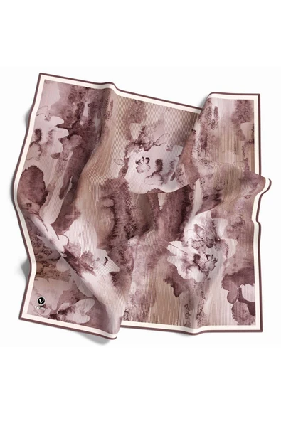 Twill Batik Desenli Gül Kurusu Renkli 90x90 Eşarp (İpek İçermez) Dikim Şekli : El Dikişi - Resim 2