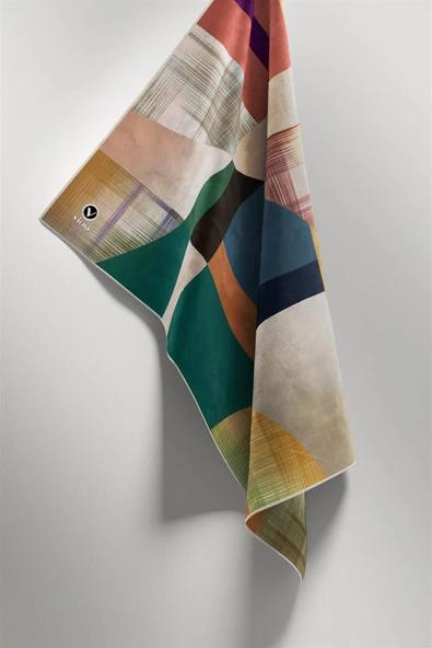 Twill Geometrik Desenli Petrol Yeşili Renkli 90x90 Eşarp (İpek İçermez) Kenar Dikiş Şekli El Dikişli - Resim 5