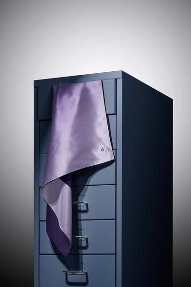 %100 Twill İpek Degrade Desenli Mor Renkli 90x90 Eşarp Dikim Şekli : El Dikişi - Resim 4