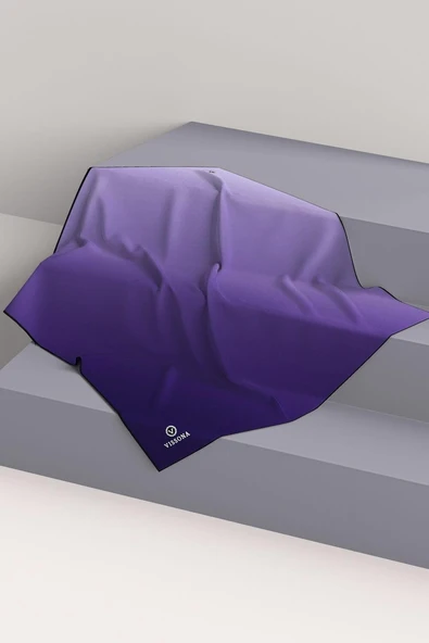 %100 Twill İpek Degrade Desenli Mor Renkli 90x90 Eşarp Dikim Şekli : El Dikişi - Resim 6