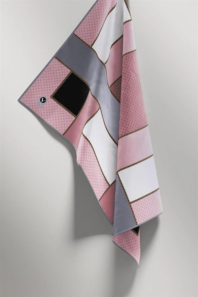 Twill Geometrik Desenli Bakır - Bej Renkli 90x90 Eşarp (İpek İçermez) Kenar Dikiş Şekli El Dikişli - Resim 5