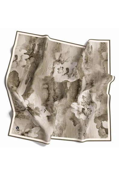 Twill Batik Desenli Haki Renkli 90x90 Eşarp (İpek İçermez) Dikim Şekli : El Dikişi ürün görseli