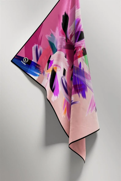 Twill Fırça Desenli Pembe Renkli 90x90 Eşarp (İpek İçermez) Kenar Dikiş Şekli El Dikişli - Resim 3