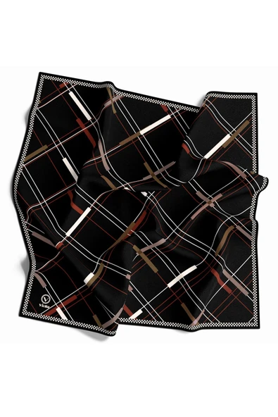 Twill Çizgi Desenli Taba Renkli 90x90 Eşarp (İpek İçermez) Kenar Dikiş Şekli El Dikişli - Resim 2