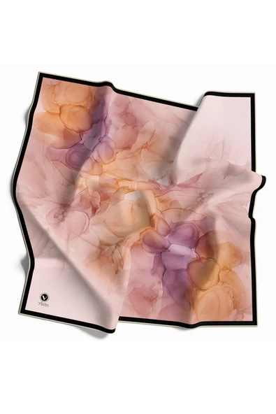 Rayon Batik Desenli Somon Renkli 90x90 Eşarp (İpek İçermez) Kenar Dikiş Şekli El Dikişli ürün görseli