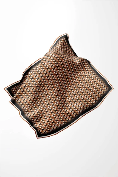 Twill Çıtır Desenli Taba Renkli 90x90 Eşarp (İpek İçermez) Kenar Dikiş Şekli El Dikişli - Resim 3