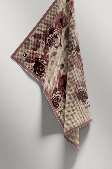 Twill Gül Desenli Pudra Renkli 90x90 Eşarp (İpek İçermez) Kenar Dikiş Şekli El Dikişli - Resim 4