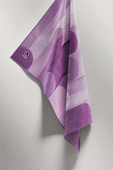 Twill Geometrik Desenli Mor Renkli 90x90 Eşarp (İpek İçermez) Kenar Dikiş Şekli El Dikişli - Resim 4