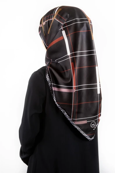 Twill Çizgi Desenli Taba Renkli 90x90 Eşarp (İpek İçermez) Kenar Dikiş Şekli El Dikişli ürün görseli