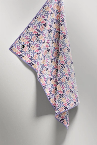 Twill Renkli Çiçek Desenli Lila Renkli 90x90 Eşarp (İpek İçermez) Kenar Dikiş Şekli El Dikişli - Resim 5