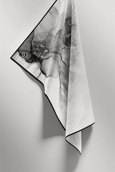 Twill Batik Desenli Gri Renkli 90x90 Eşarp (İpek İçermez) Kenar Dikiş Şekli El Dikişli - Resim 4