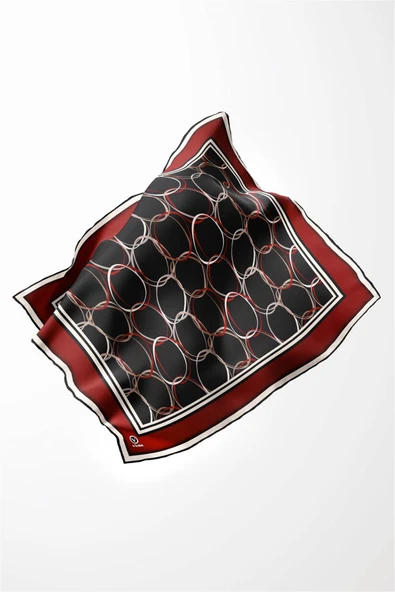 Twill Halka Desenli Bordo Renkli 90x90 Eşarp (İpek İçermez) Kenar Dikiş Şekli El Dikişli - Resim 2