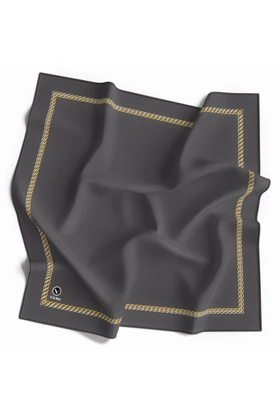 Twill Kenar Motifi Zincir Desenli Füme Renkli 90x90 Dikim Şekli : El Dikişi Eşarp (İpek İçermez) ürün görseli