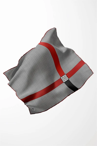 Twill Kazayaklı Şerit Desenli Bordo Renkli 90x90 Eşarp (İpek İçermez) Dikim Şekli : El Dikişi - Resim 4