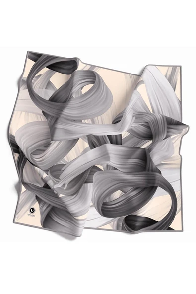 Kristal Helezon Desenli Gri Renkli 90x90 Eşarp (İpek İçermez) Dikim Şekli : El Dikişi ürün görseli