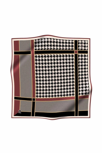 Twill Kazayağı Desenli Gül Kurusu Renkli 90x90 Eşarp (İpek İçermez) Kenar Dikiş Şekli El Dikişli ürün görseli 1