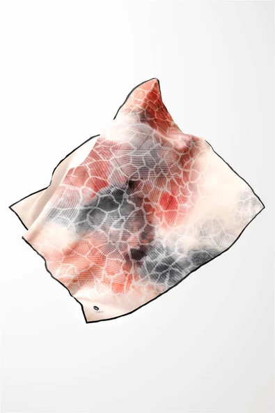 Twill Degradeli Ve Zürafa Desenli Gri Renkli 90x90 Eşarp (İpek İçermez) Kenar Dikiş Şekli El Dikişli - Resim 3