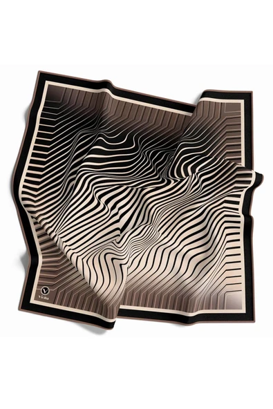 Twill Çizgili Desenli Bakır Renkli 90x90 Eşarp (İpek İçermez) ürün görseli