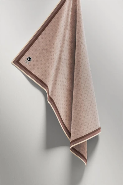 Twill Monogram Desenli Taş Renkli 90x90 Eşarp (İpek İçermez) Kenar Dikiş Şekli El Dikişli - Resim 4