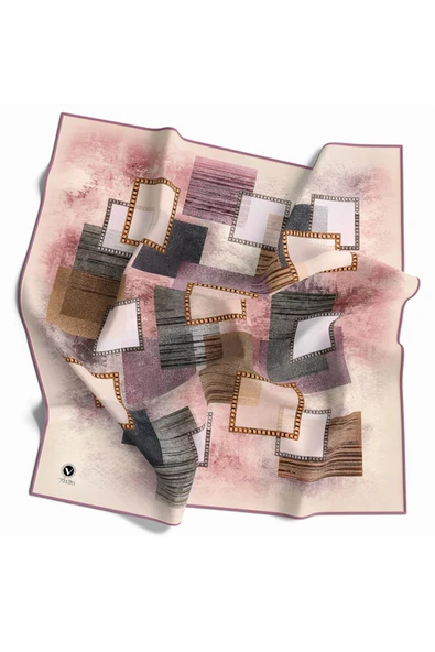 Twill Batik Desenli Pembe Renkli 90x90 Eşarp (İpek İçermez) Kenar Dikiş Şekli El Dikişli ürün görseli