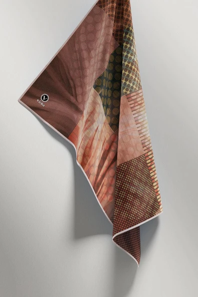 Twill Geometrik Desenli Bakır Renkli 90x90 Eşarp (İpek İçermez) Kenar Dikiş Şekli El Dikişli - Resim 5