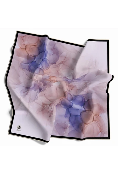 Rayon Batik Desenli Lila Renkli 90x90 Eşarp (İpek İçermez) Kenar Dikiş Şekli El Dikişli ürün görseli
