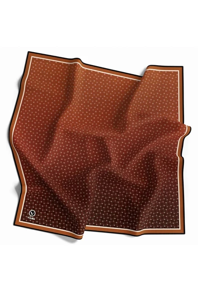 Kristal Minik Motifli Ve Degrade Desenli Turuncu Renkli 90x90 Eşarp (İpek İçermez) Kenar Dikiş Şekli El Dikişli ürün görseli