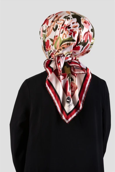 Rayon Çiçek Desenli Bordo Renkli 90x90 Dikim Şekli : El Dikişi Eşarp (İpek İçermez) ürün görseli