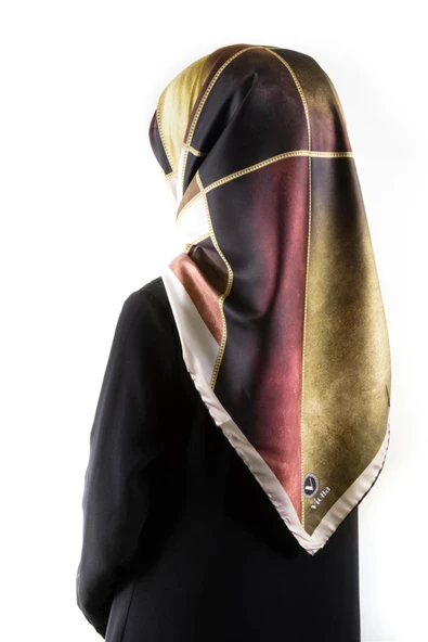 Twill Geometrik Desenli Gül Kurusu Renkli 90x90 Eşarp (İpek İçermez) Kenar Dikiş Şekli El Dikişli ürün görseli