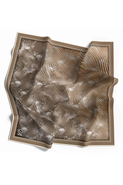 Twill Batik Desenli Bej Renkli 90x90 Eşarp (İpek İçermez) Kenar Dikiş Şekli El Dikişli ürün görseli