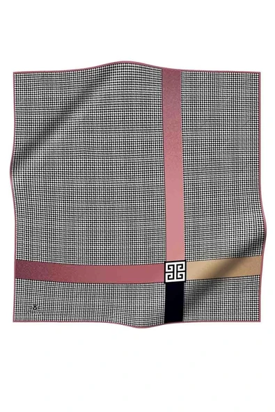 %100 Twill İpek Kazayağı Desenli Pudra - Gül Kurusu Renkli 90x90 Eşarp Dikim Şekli : El Dikişi - Resim 2