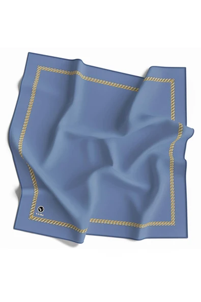 Twill Kenar Motifi Zincir Desenli Düz Bebe Mavisi Renkli 90x90 Dikim Şekli : El Dikişi Eşarp (İpek İçermez) ürün görseli