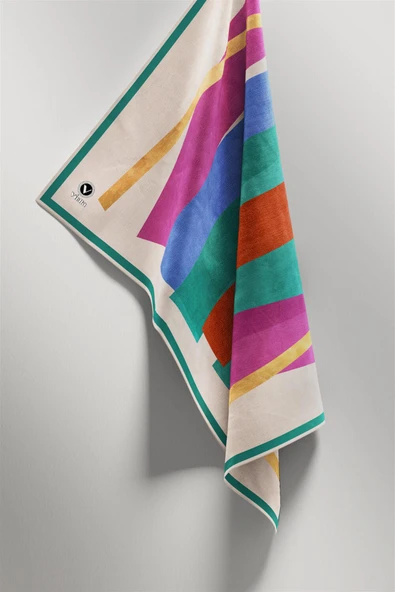 Twill Geometrik Desenli Petrol Yeşili Renkli 90x90 Eşarp (İpek İçermez) Kenar Dikiş Şekli El Dikişli - Resim 4