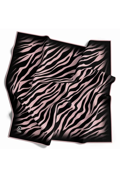 Twill Zebra Desenli Pudra Renkli 90x90 Eşarp (İpek İçermez) Dikim Şekli : El Dikişi ürün görseli