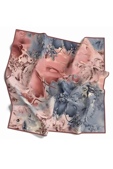 Rayon Batik Desenli Pudra Renkli 90x90 Dikim Şekli : El Dikişi Eşarp (İpek İçermez) Kenar Dikiş Şekli El Dikişli - Resim 2